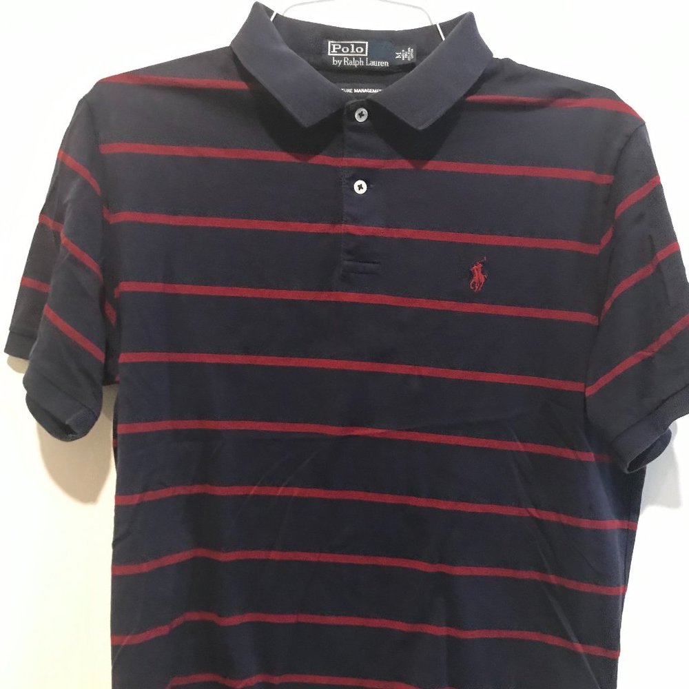 Polo Ralph Lauren blue and red striped medium polo